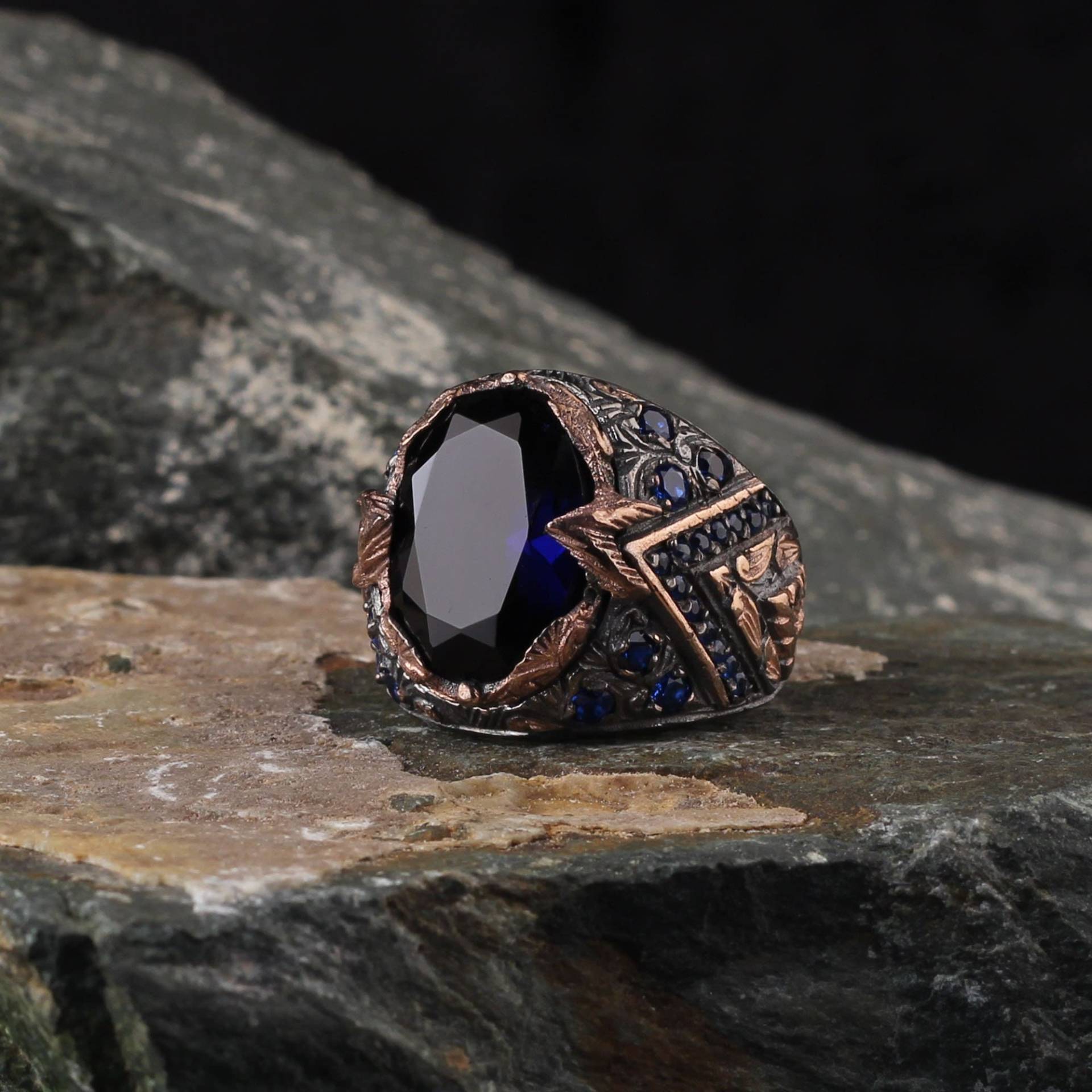 925Er Silber Ring, Unikat Oxidierter Herrenring, Handgemachter Ring Mann, Valentinstag Geschenk, Herrenschmuck, Antik von MerSilverCo