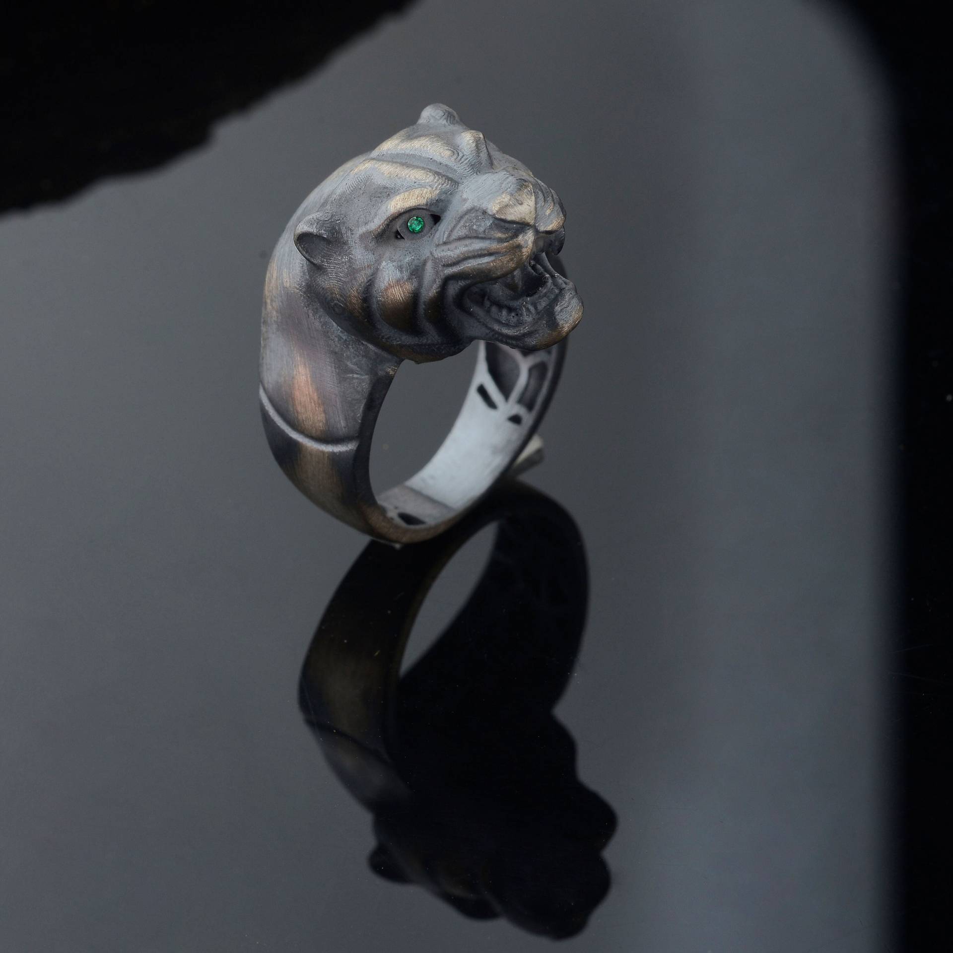 Jaguar Herrenring, Wildtier Ring, Sterling Silber Mann Herren Oxidierter Handgemachter Ring Mann von MerSilverCo