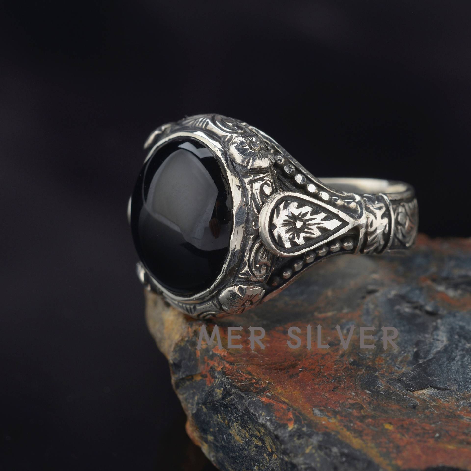 sterling Silber Ring, Einzigartiger Oxidierter Herrenring, Handgemachter Ring Mann, Geschenk Für Ihn, Herrenschmuck, Antiker von MerSilverCo