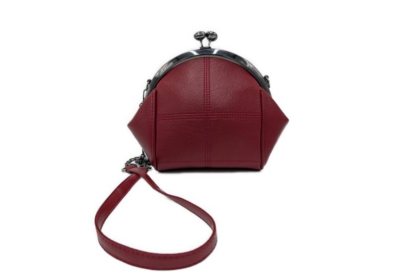 Mera Vellon Handtasche Damen Schultertasche "Varela" Umhängetasche mit Clipverschluss, Veganes Leder mit praktischem Clipverschluss von Mera Vellon