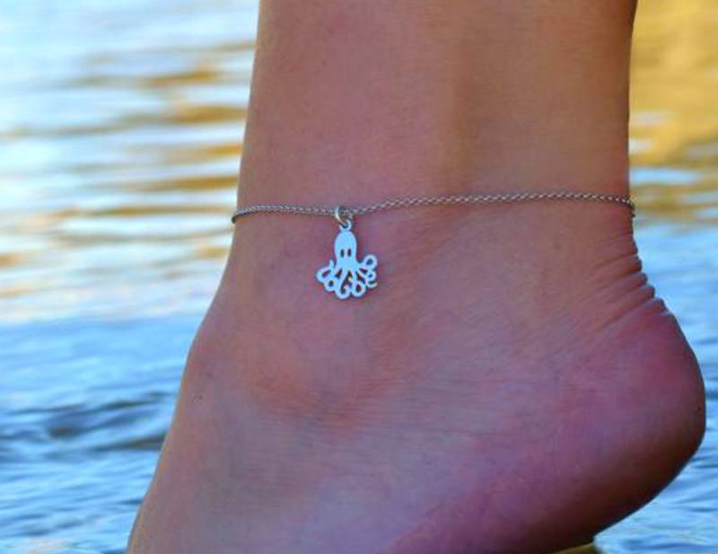 Zierliche Fußkettchen Für Frauen, Fußkettchen, Octopus Einfache Knöchel Armband Sterling Silber von MerakiJewelsCo
