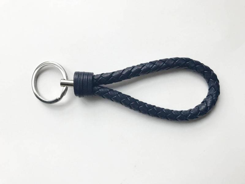 Navy Vegan Leder Geflochtene Schlüsselbund, Schlüsselring, Braunes Schlüsselbund von MerakiLeatherStudio