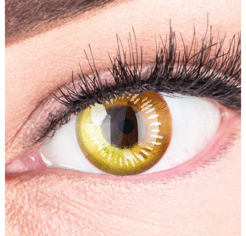 MeralenS Jahreslinsen Farbige Gelbe Cosplay Kontaktlinsen mit/ohne Sehstärke Anime Yellow von MeralenS