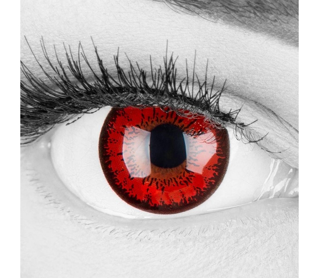 MeralenS Monatslinsen 'Red Flower' Farbige Rote Crazy Fun Kontaktlinsen Mit & Ohne Stärke von MeralenS