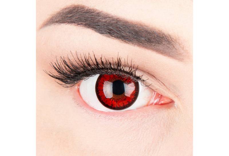 MeralenS Monatslinsen 'Red Flower' Farbige Rote Crazy Fun Kontaktlinsen Mit & Ohne Stärke von MeralenS