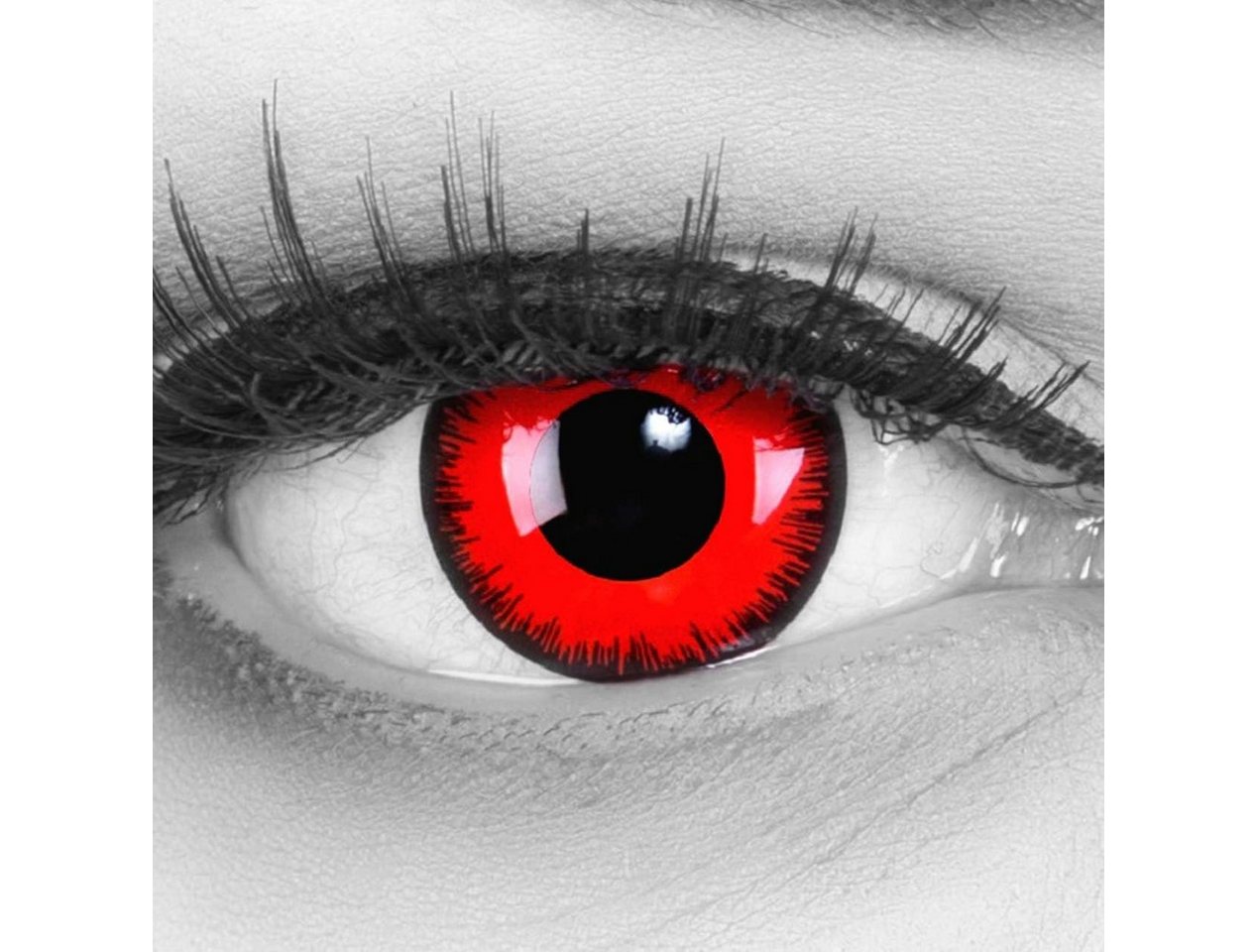 MeralenS Monatslinsen 'Red Lunatic' Rote & Schwarze Fun-Kontaktlinsen: Top für Halloween von MeralenS