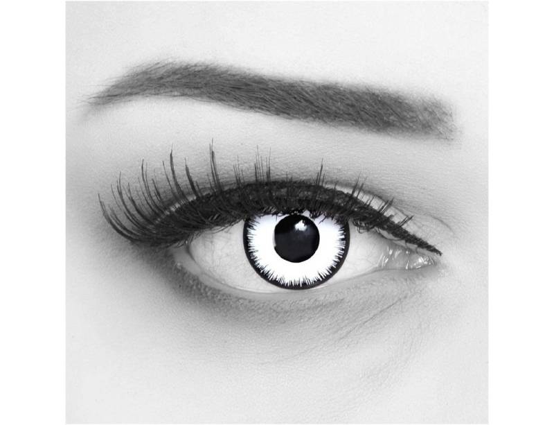 MeralenS Monatslinsen Farbige Zombie Halloween Kontaktlinsen mit Sehstärke 'Lunatic' weiß von MeralenS