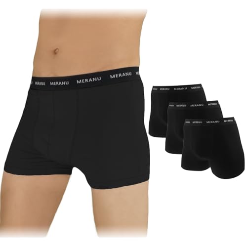 95% Baumwolle Herren Unterhosen California Männer Boxershorts einfarbig – 3er Pack (XXL/schwarz) von Meranu