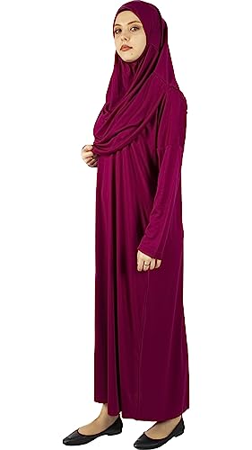 Muslim One-Piece Prayer Dress for Women,Abaya Dress,Islamic Dress,Full lenght Hijab (Plum) von Meray Tekstil