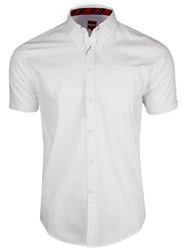 Merc of London Herren Baxter, Shirt, Short Sleeve Smoking Hemd, Weiß (White), Large (Herstellergröße: L) von merc