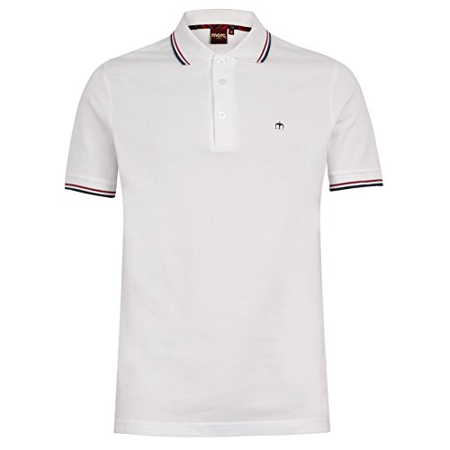 Merc of London Herren Card – Polo – Uni – kurzärmlig, Gr. XX-Large, Weiß (Weiß/Rot) von Merc