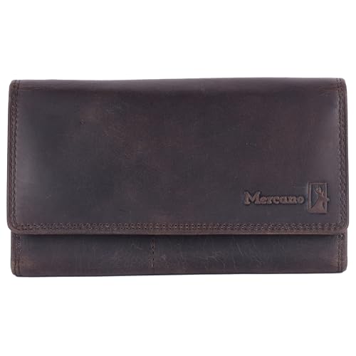 MERCANO® Geldbörse aus Leder mit RFID-Schutz | Geldbeutel mit geschützten Kartenfächern | Damen Brieftasche aus hochwertigem Leder, mit Münzfach und Kreditkartenschutz (Dunkelbraun) von MERCANO