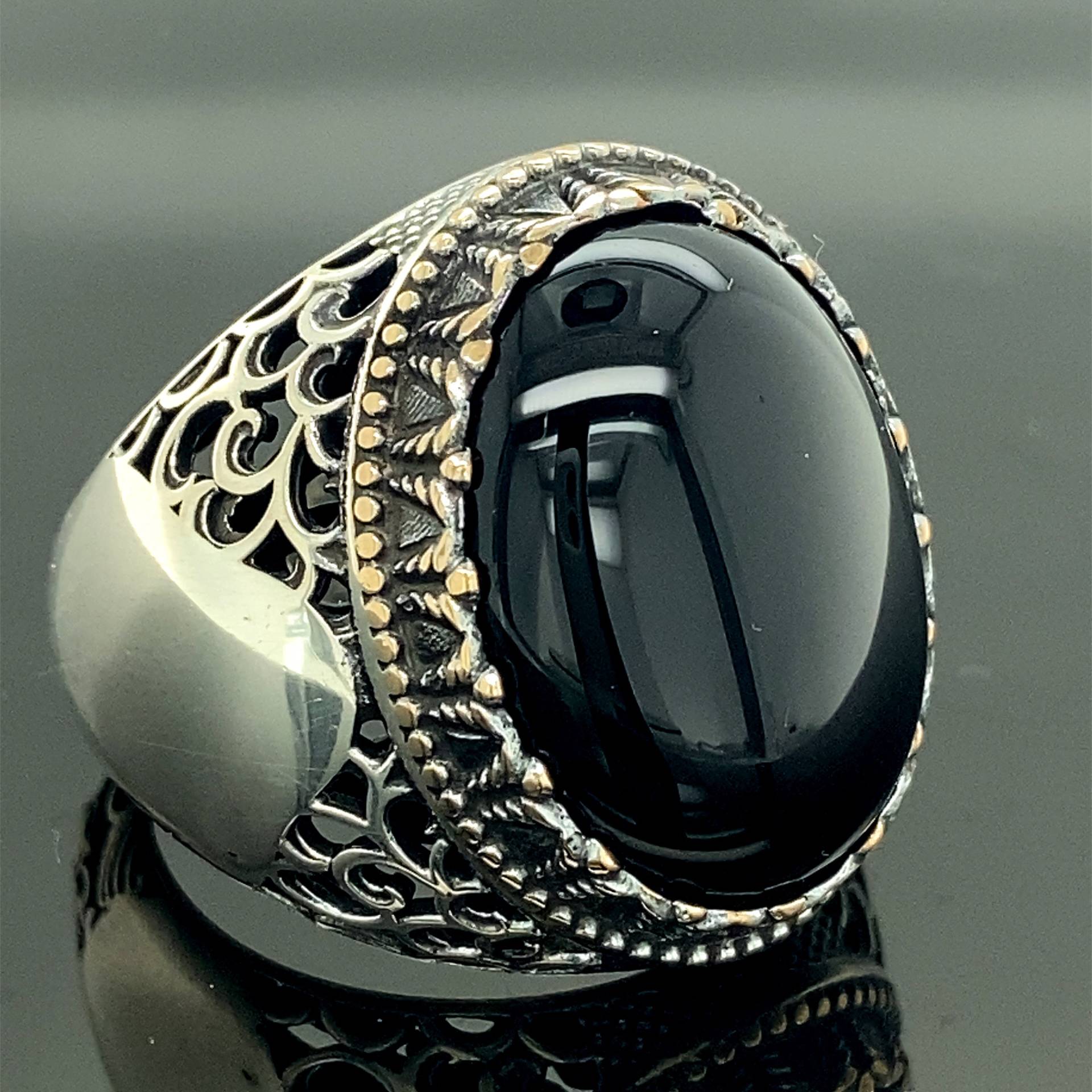 Handgemachter Onyx Silberring , Herrenring, Schwarzer Edelsteinring, Ottomaner Schmuck, 925K Sterling Silber Ring, Geschenk Für Ihn von MercansilverTR