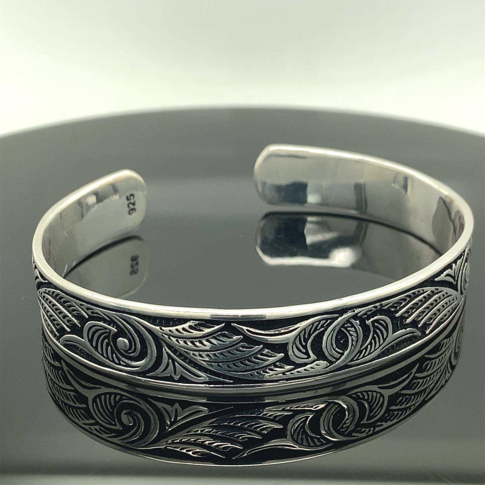 Herren Silber Armreif, Besticktes Armband, Verstellbares Handarbeit 925K Sterling von MercansilverTR