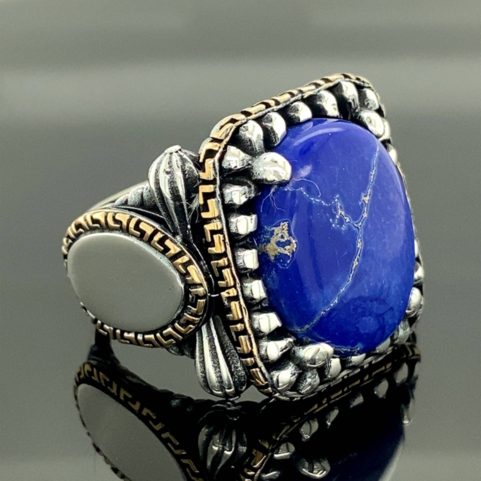 Lapis Signet Ring, Lazuli Herren Handgemachter Sterling Silber, Blauer Lapis-Lazuli Edelstein, Mann Schmuck, Geschenk Für Ihn von MercansilverTR