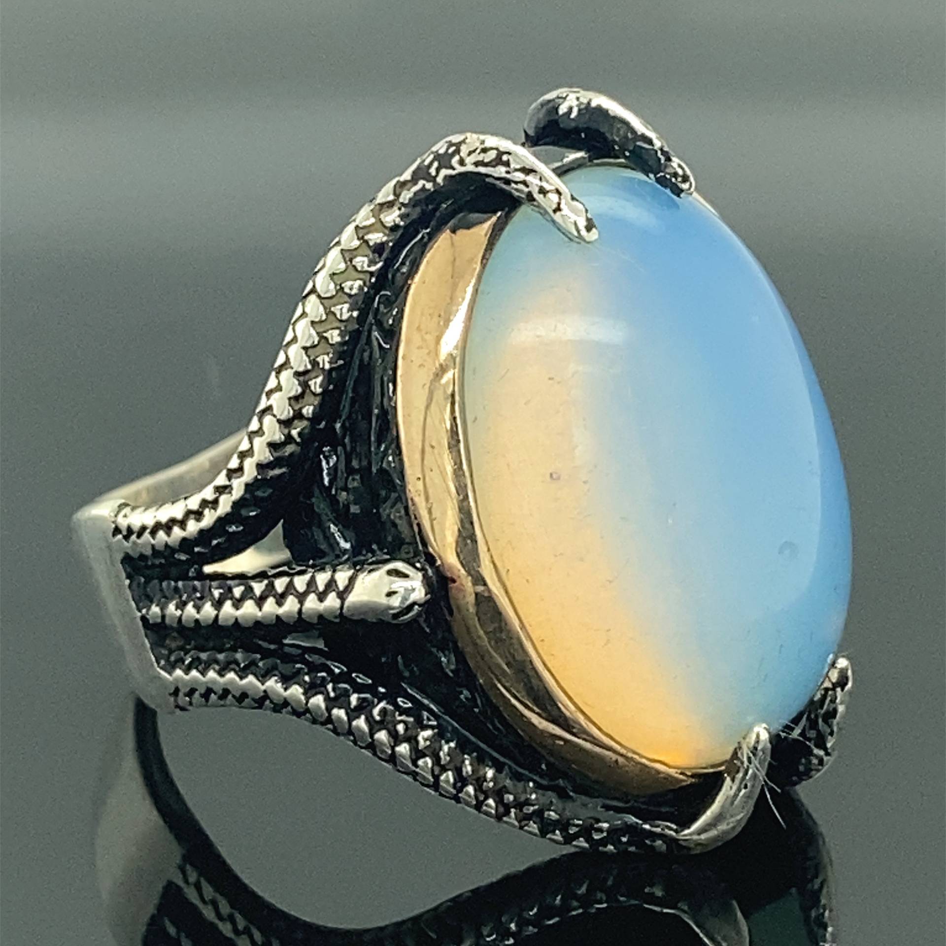 Mann Mondstein Ring , Sterling Silber Krallen Handgemachter Wild Claw 925K Geschenk Für Ihn von MercansilverTR