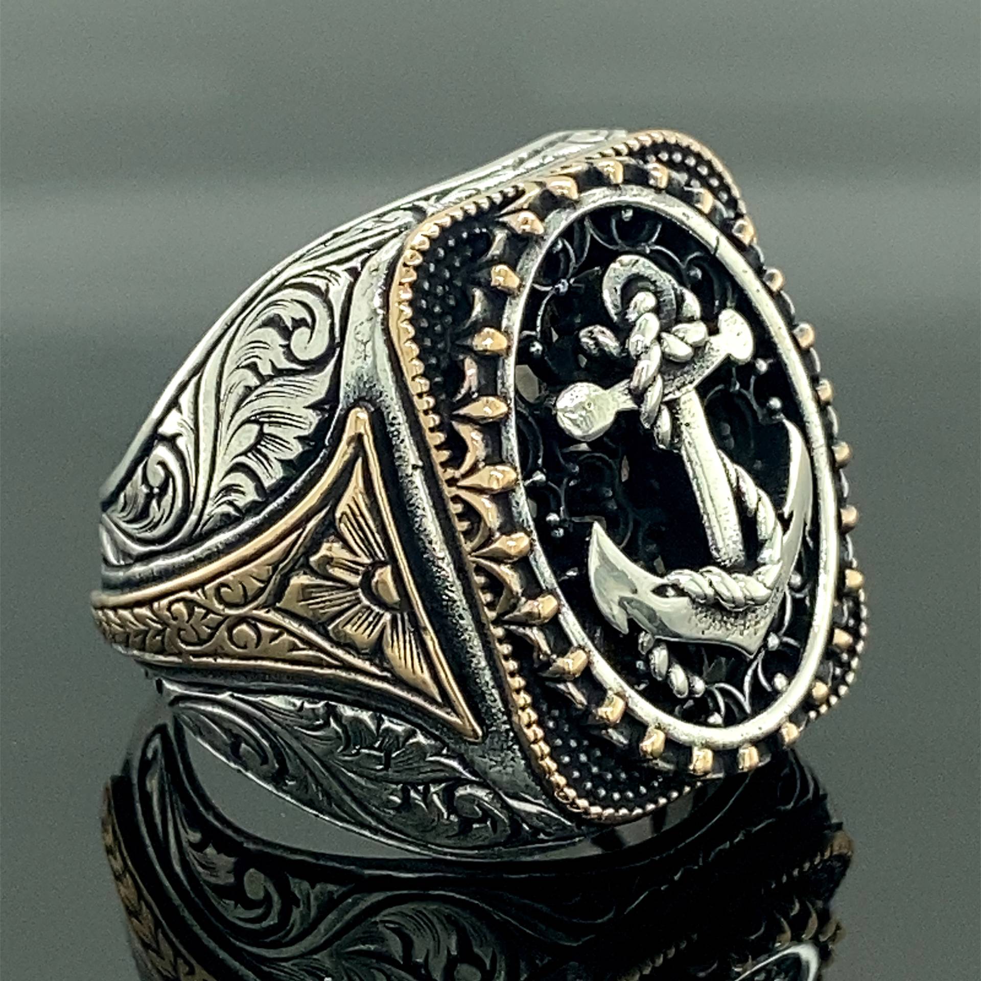 Silber Anker Ring , 925K Sterling Geschenk Für Ihn von MercansilverTR