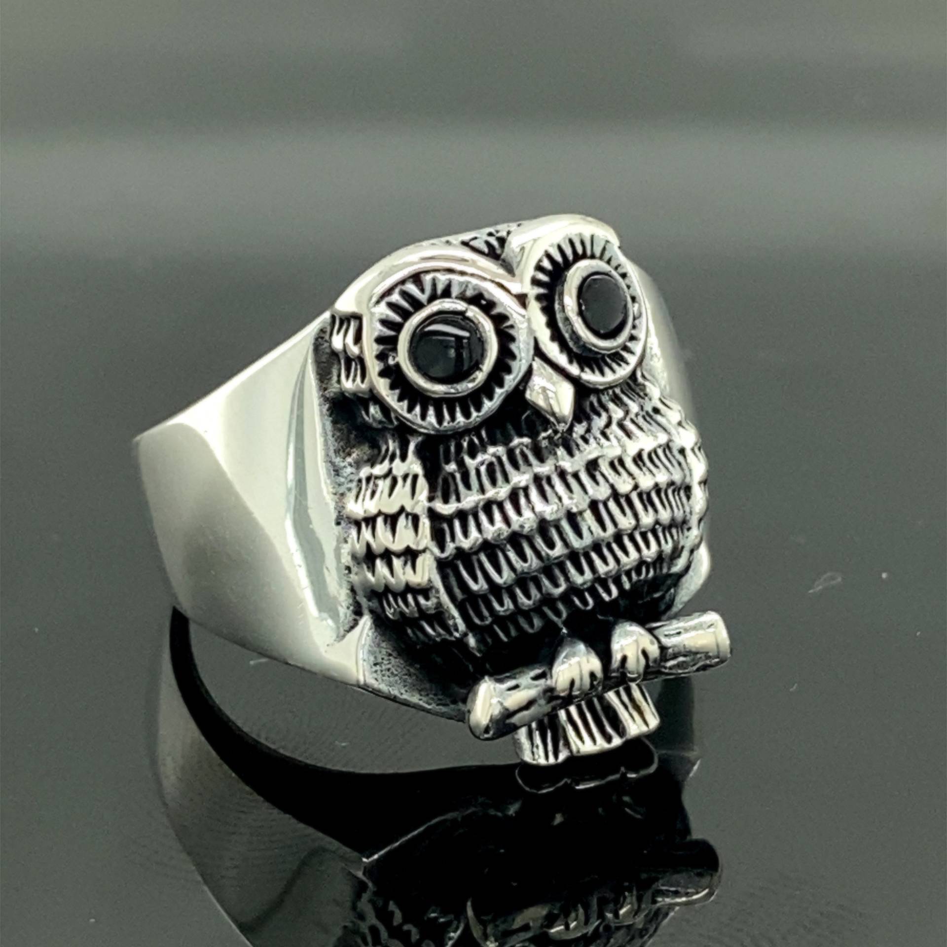 Silber Eule Engel Flügel Vogel Ring, Ring 925K Sterling Männer Handgemacht Tier Moderner Geschenk Für Ihn von MercansilverTR