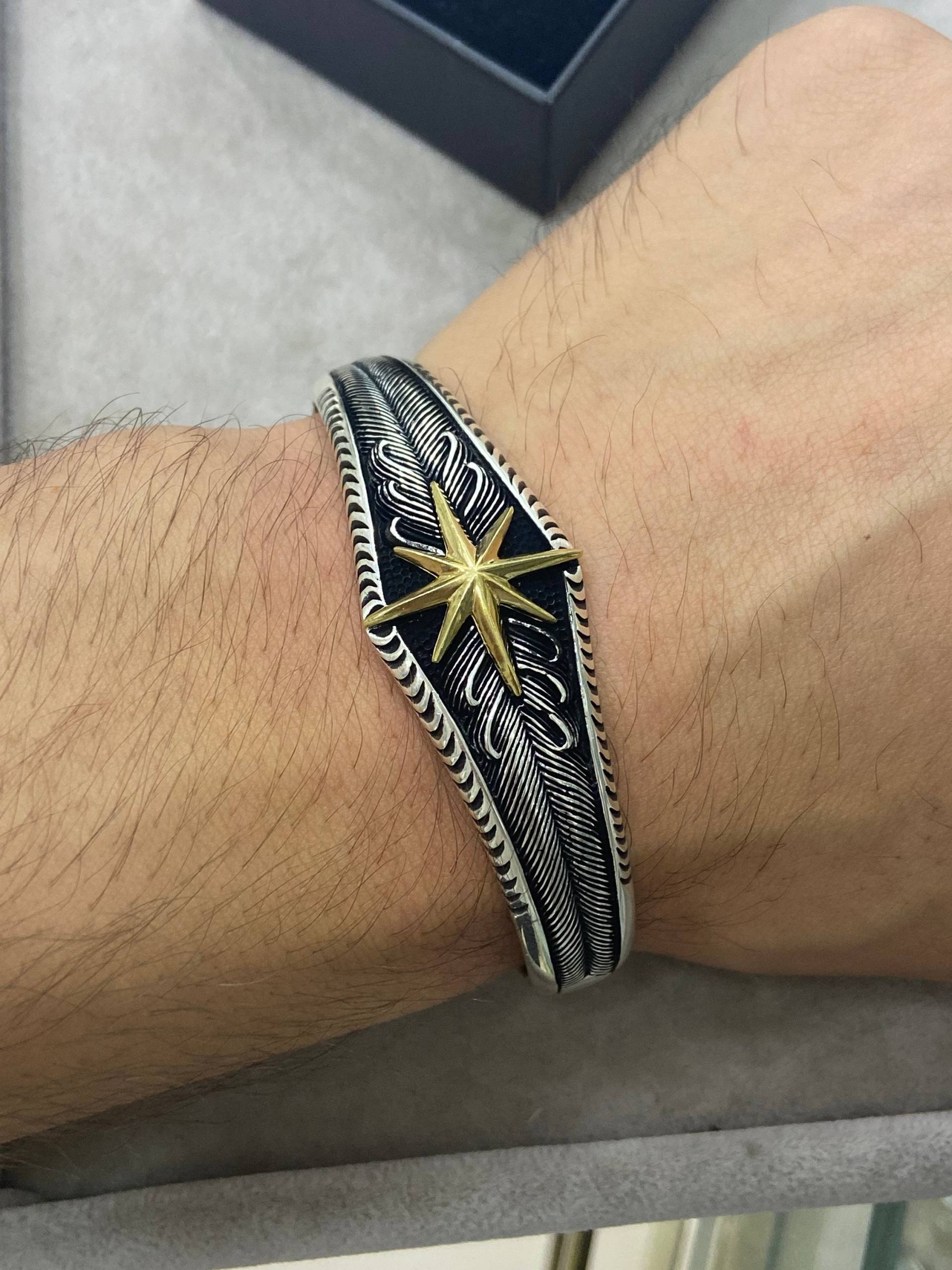 Silber Kompass Armband , Herren Handgemacht Verstellbares 925K Sterling Geschenk Für Ihn von MercansilverTR