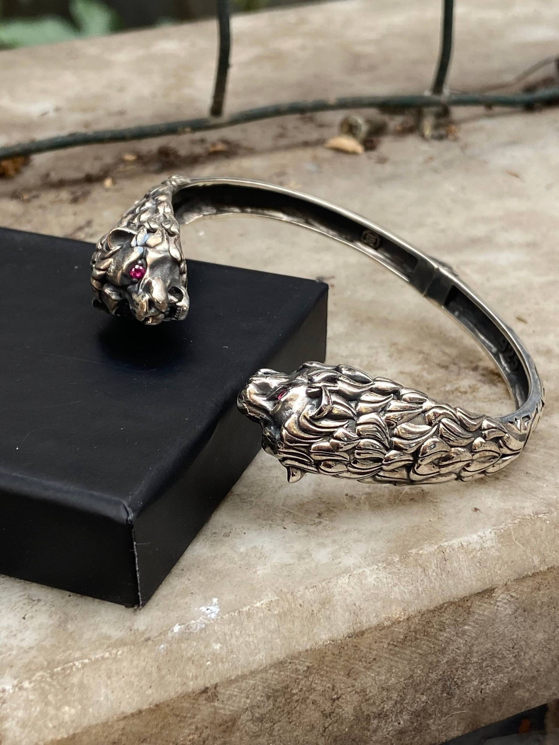 Silber Panther Herren Armband , Kopf Tier Handgemachtes 925K Sterling von MercansilverTR