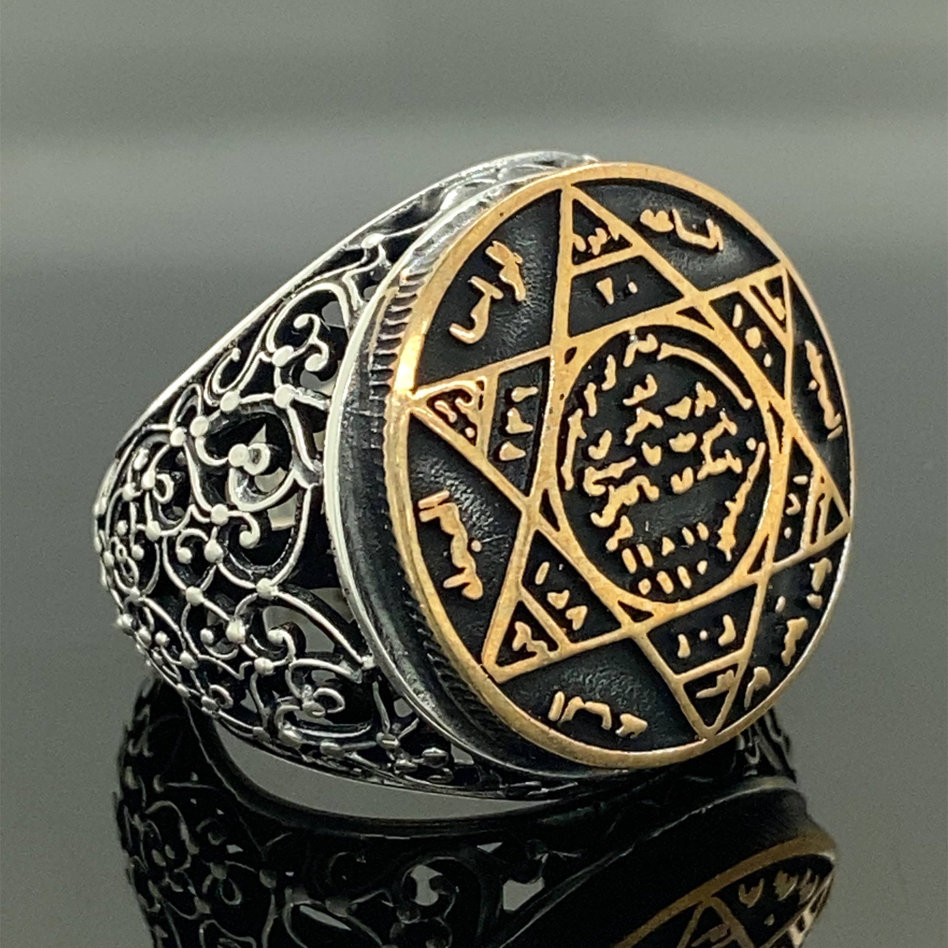 Silber Siegel Salomo Ring, Solomon Schutz Handarbeit 925K Sterling Geschenk Für Sie von MercansilverTR