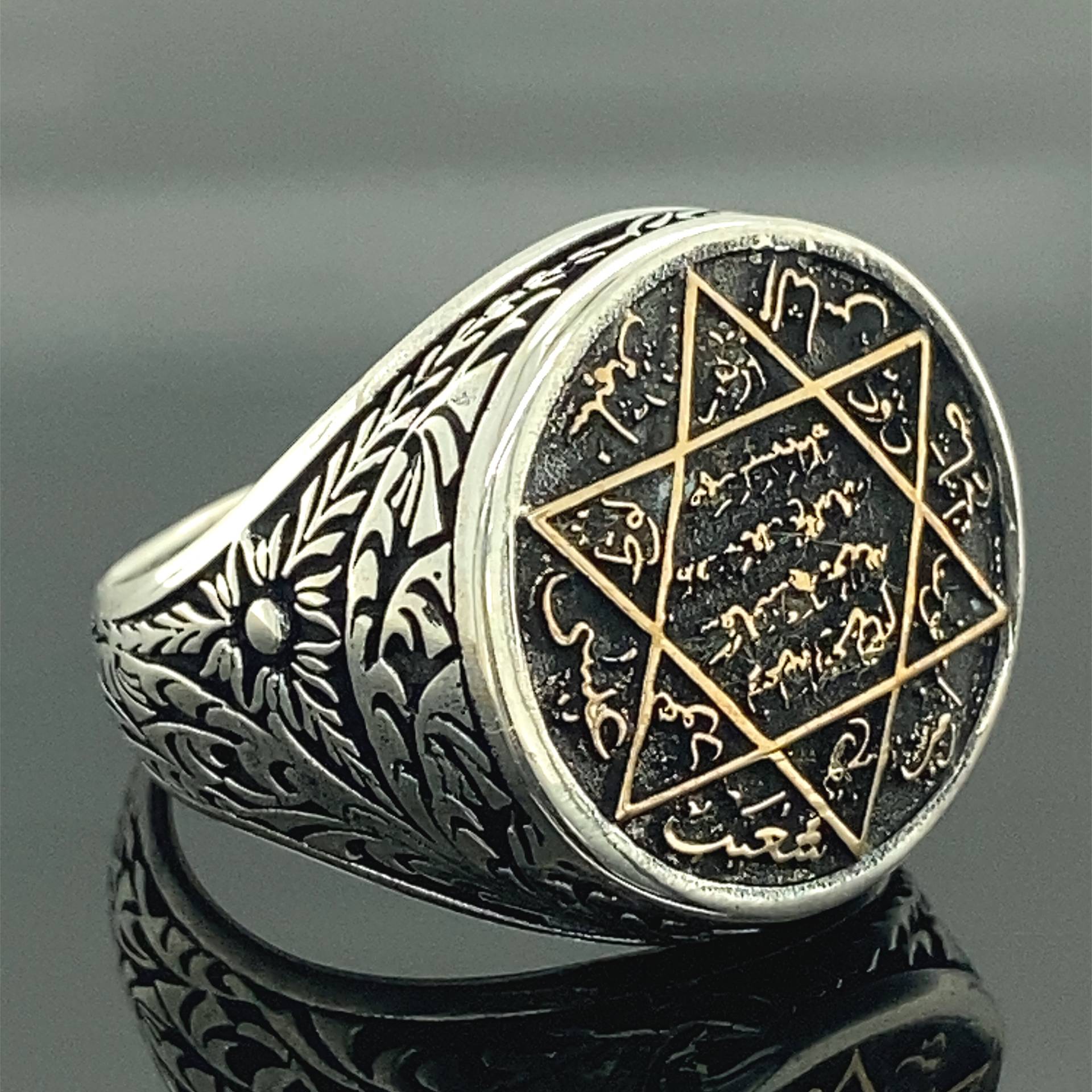 Silber Siegel Salomo Ring , Salomo Schutz König Solomon 925K Sterling Handarbeit Geschenk Für Ihn von MercansilverTR