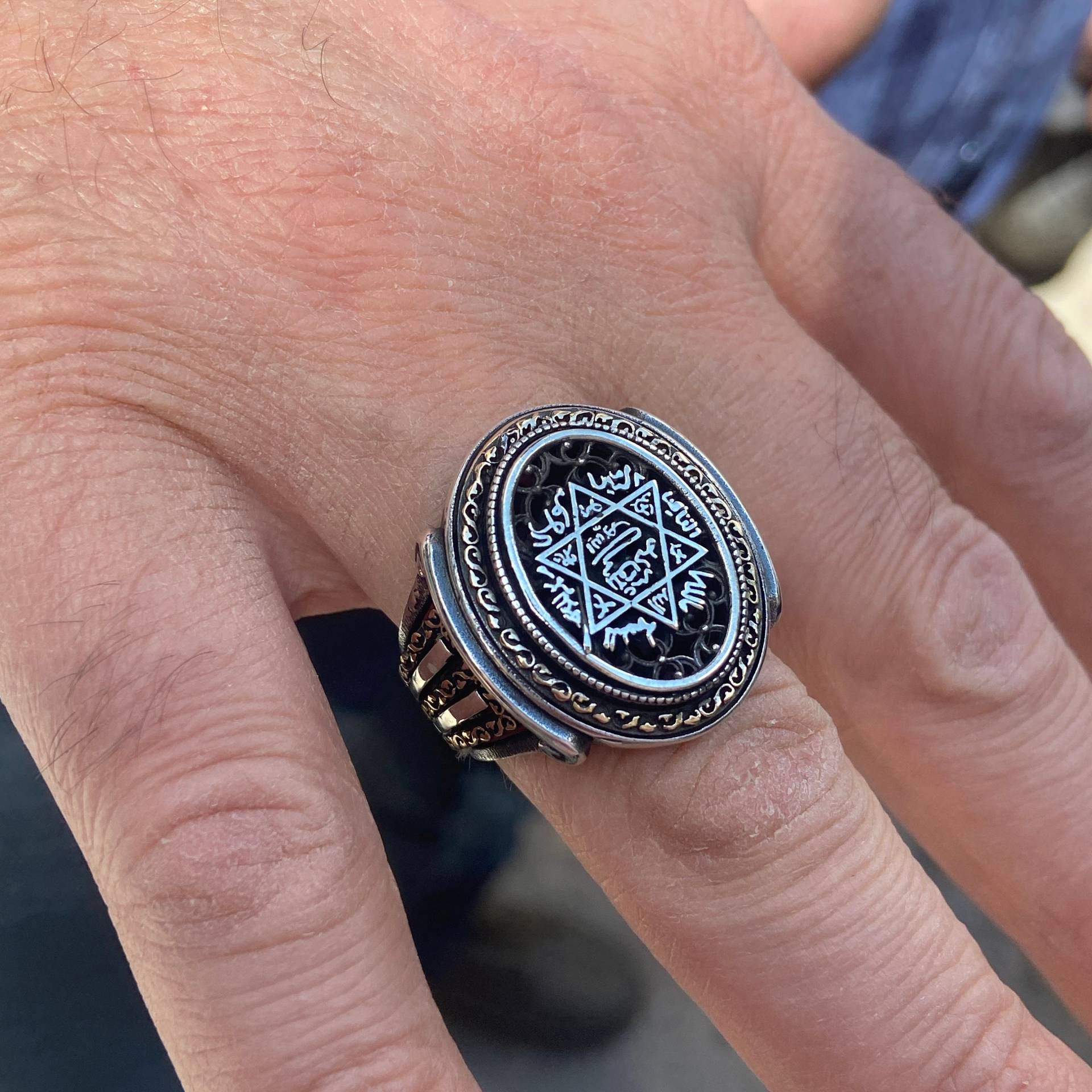 Silber Siegel Salomo Ring , Solomon Signet David König 925K Sterling Handarbeit Geschenk Für Ihn von MercansilverTR