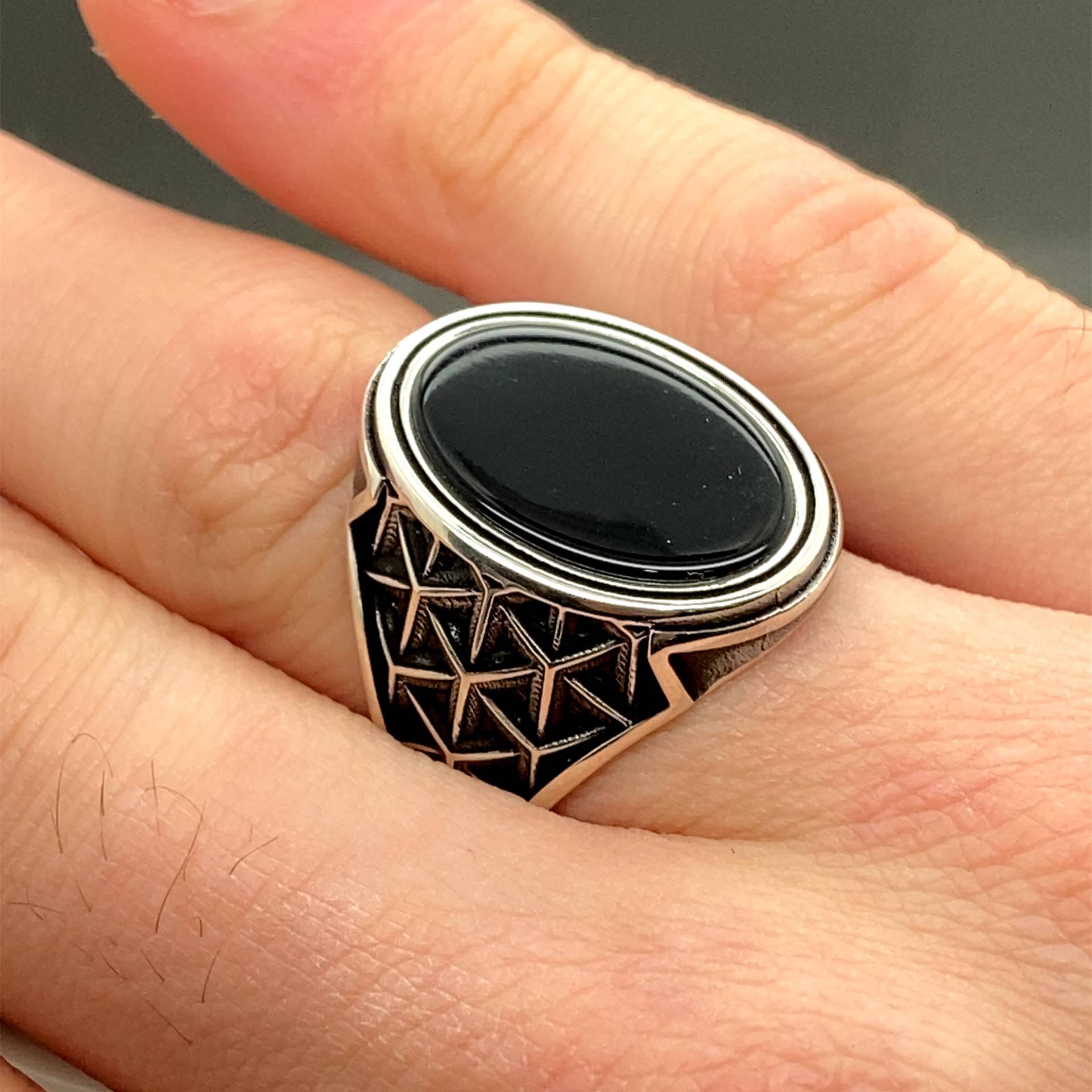 Silber Siegelring Männer Onyx Ring, Schwarzer Ring Für Männer, Handgemachter Männerring, 925Er Geschenk Ringe, Ihn von MercansilverTR