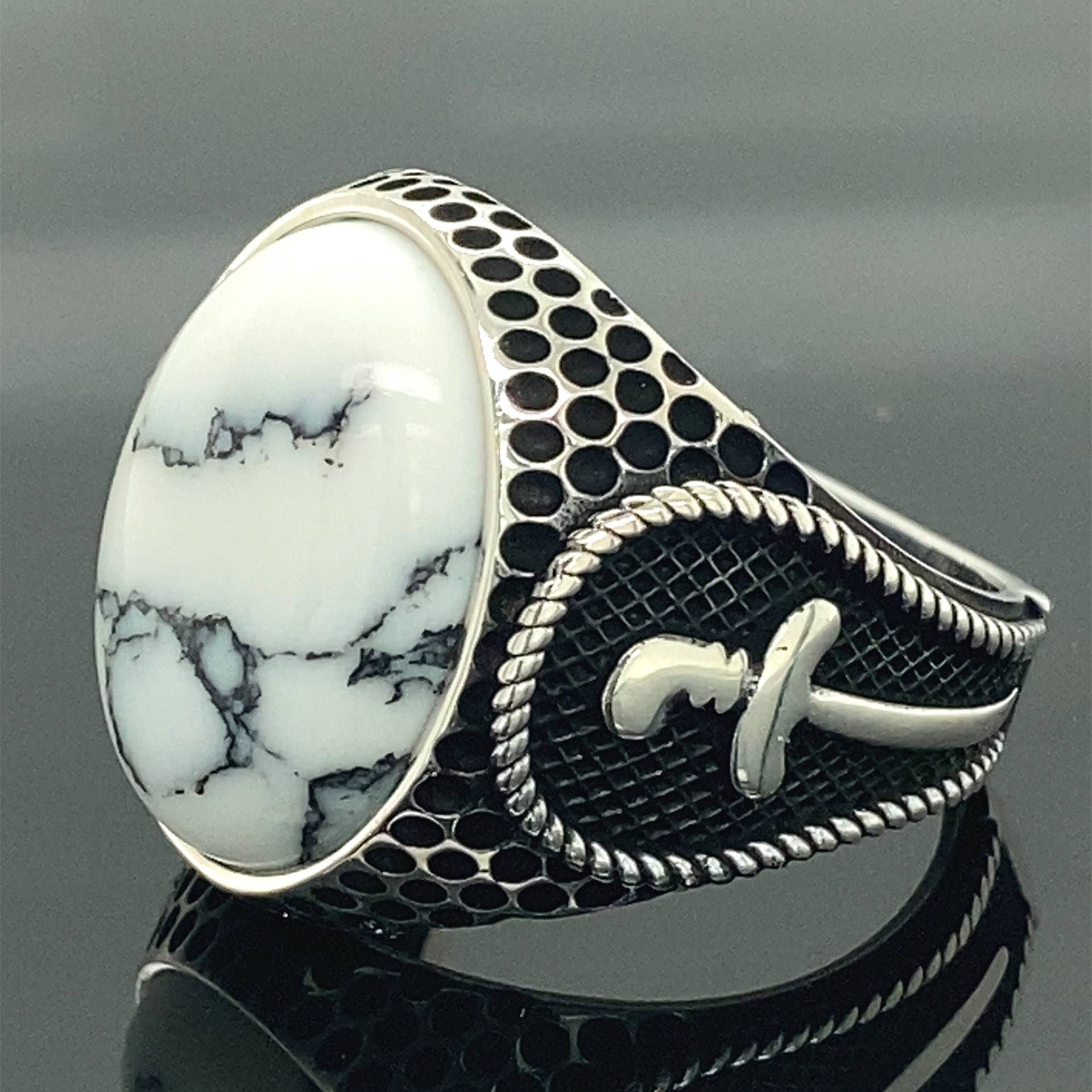 Türkis Stein Ring, Silber Schwert Modell Natürlicher Weißer Handgemachter Sterling Geschenk Für Ihn von MercansilverTR