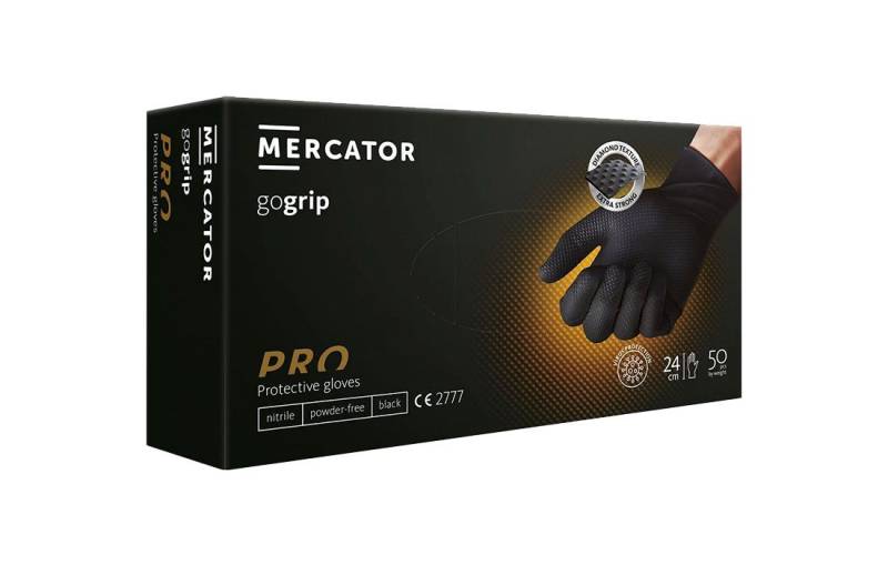 Mercator Einweghandschuhe GoGrip-Pro Nitril Handschuhe mit Diamanttextur (50-St) von Mercator