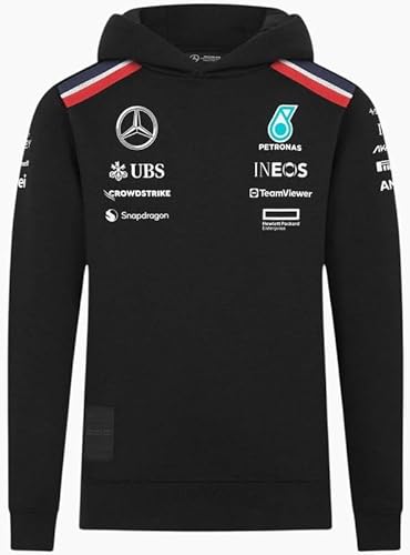 MERCEDES AMG PETRONAS F1 Kinder 2024 Team Kapuzenpulli - Schwarz - Größe: 128 von Mercedes AMG Petronas