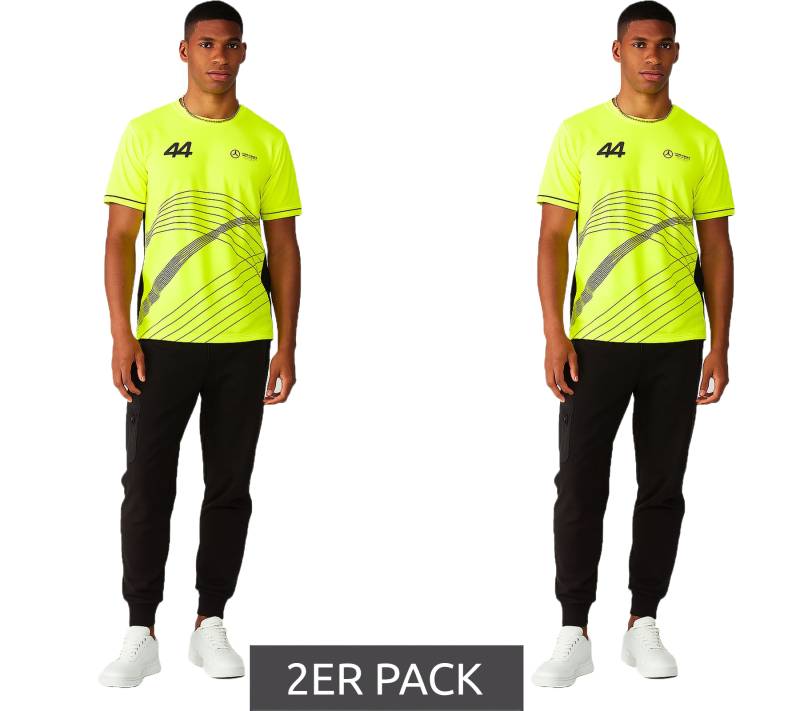 2er Sparpack Mercedes-Benz AMG Petronas F1 Herren T-Shirt Lewis Hamilton Kurzarm-Trikot 701227120 001 Neon-Gelb von Mercedes-Benz