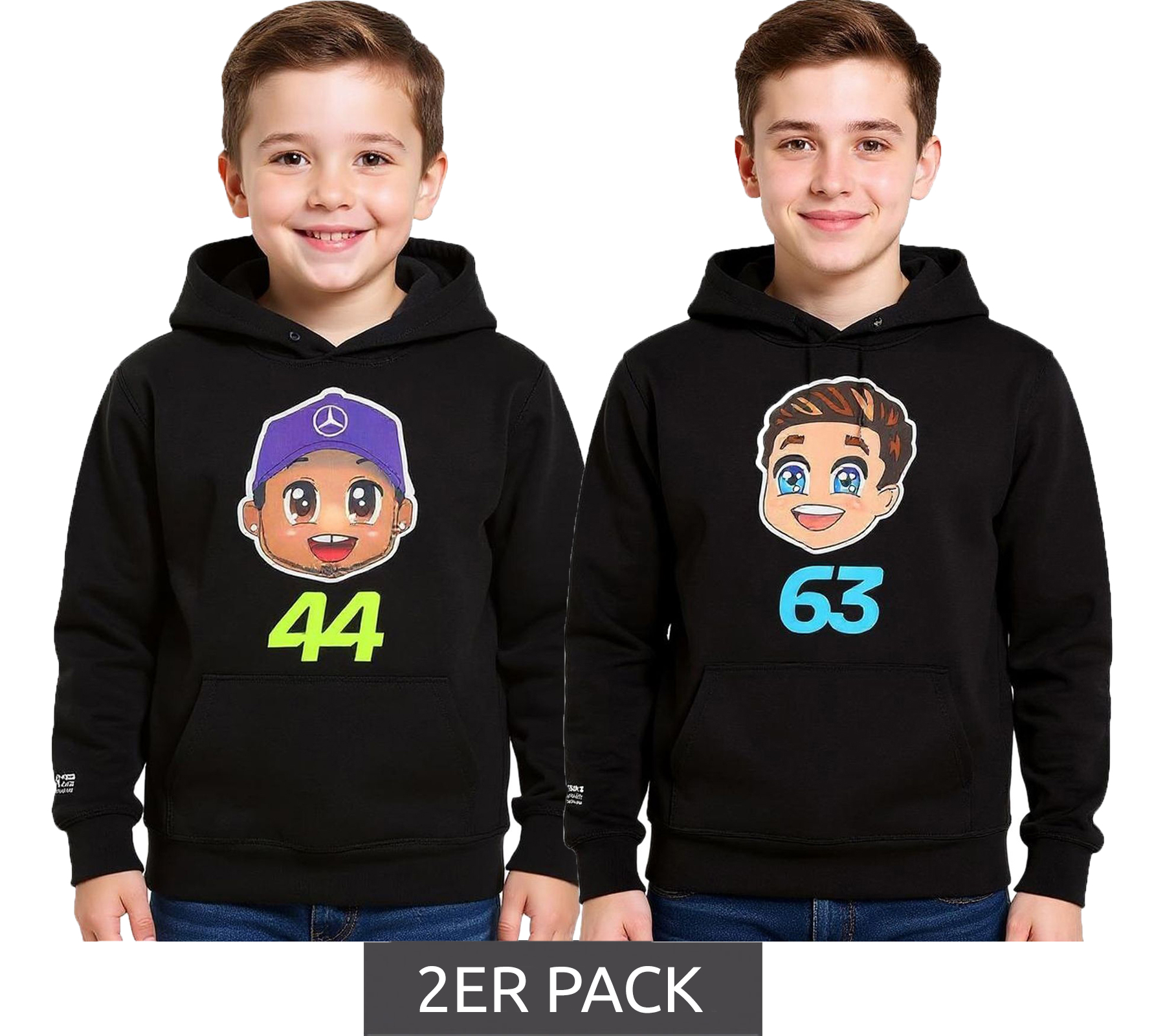 2er Sparpack Mercedes-Benz AMG Petronas F1 Kinder Hoodie Mädchen und Jungen Kapuzen-Sweatshirt Formel 1 70122713 George Russel oder Lewis Hamilton Schwarz 2er Sparpack Mercedes-Benz AMG Petronas F1 Kinder Hoodie Mädchen und Jungen Kapuzen-Sweatshirt Formel 1 70122713 George Russel oder Lewis Hamilton Schwarz von Mercedes-Benz