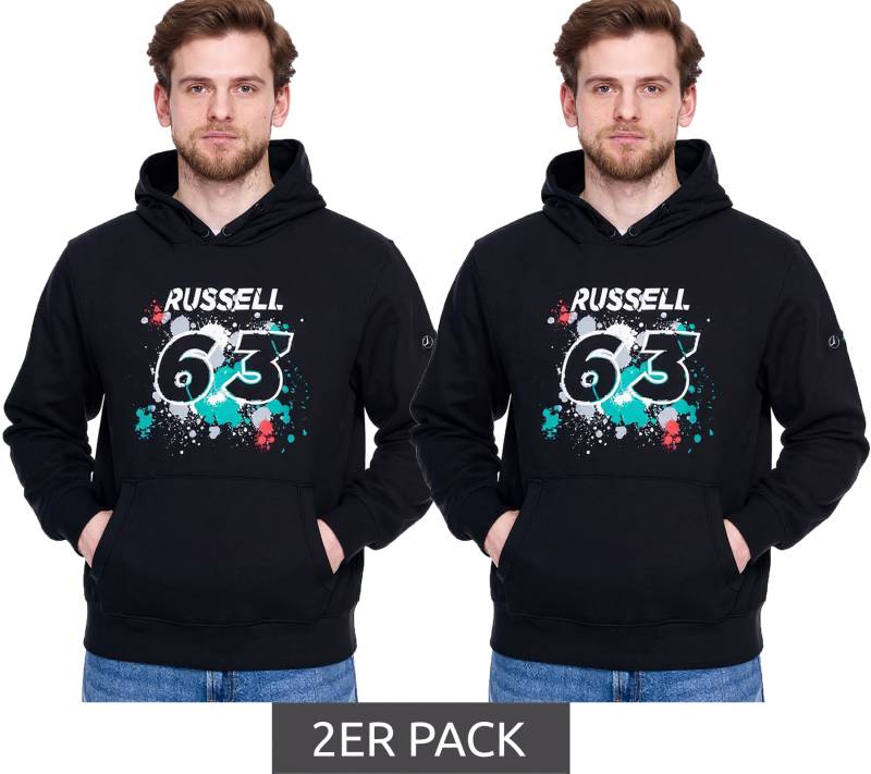 2er Sparpack Mercedes-Benz AMG Petronas George Russell #63 Herren Hoodie Bio-Baumwoll Kapuzen-Pullover Sweater 701220835 001 Schwarz von Mercedes-Benz
