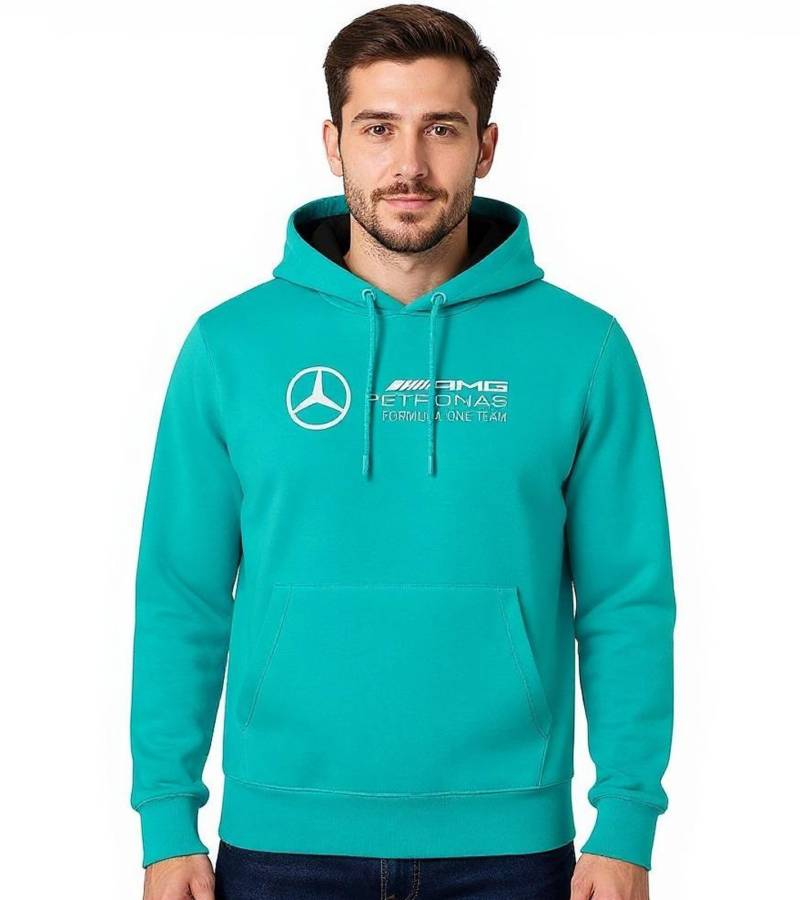 Mercedes-Benz AMG Petronas F1 Baumwoll-Hoodie Herren Kapuzen-Sweatshirt Formel 1 Team Logo 701227033 002 Türkis von Mercedes-Benz