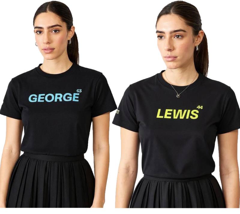 Mercedes-Benz AMG Petronas F1 MAPF Damen T-Shirt Baumwoll-Shirt Kurzarm-Shirt 70122712 George Russell oder Lewis Hamilton Schwarz von Mercedes-Benz