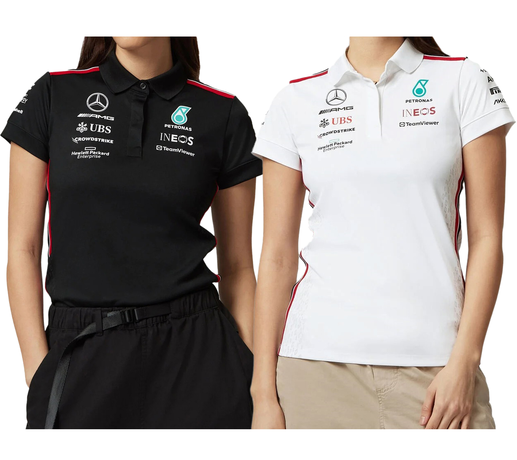 Mercedes-Benz AMG Petronas F1 MAPF1 RP Damen Polo-Shirt mit Team- und Sponsoren-Logos Kurzarm-Shirt Polo-Hemd 701223407 in Schwarz oder Weiß Mercedes-Benz AMG Petronas F1 MAPF1 RP Damen Polo-Shirt mit Team- und Sponsoren-Logos Kurzarm-Shirt Polo-Hemd 701223407 in Schwarz oder Weiß von Mercedes-Benz