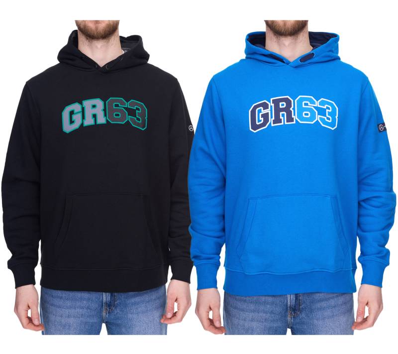 Mercedes-Benz AMG Petronas George Russell Herren Hoodie Baumwoll-Pullover Kapuzen-Pullover Sweater 701222310 in Schwarz oder Blau von Mercedes-Benz