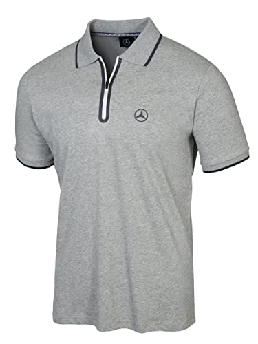 Mercedes-Benz. Poloshirt, kurze Ärmel, Baumwolle., Hellgrau, XL von Mercedes-Benz