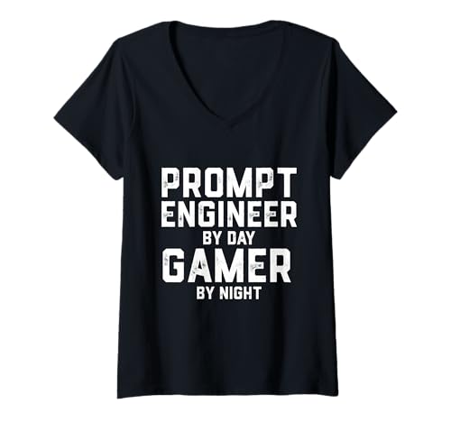 Damen Ai Prompt Engineer Gamer T-Shirt mit V-Ausschnitt von Merch For Gamers
