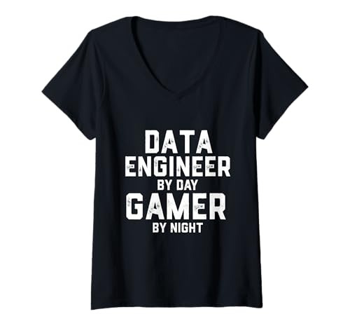 Damen Dateningenieur Gamer T-Shirt mit V-Ausschnitt von Merch For Gamers