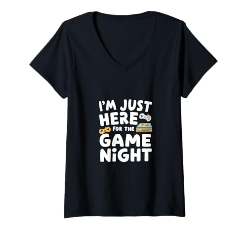 Damen I'm Just Here for The Adult Family Videospiel Night Decor T-Shirt mit V-Ausschnitt von Merch For Gamers