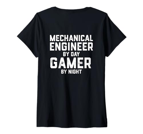 Damen Maschinenbauingenieur Von Day Gamer Von Night Engineering Gaming T-Shirt mit V-Ausschnitt von Merch For Gamers