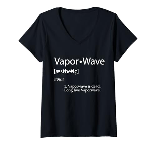 Damen Vaporwave Definition Retro Ästhetische Musik Meme Vaporwave T-Shirt mit V-Ausschnitt von Merch For Gamers