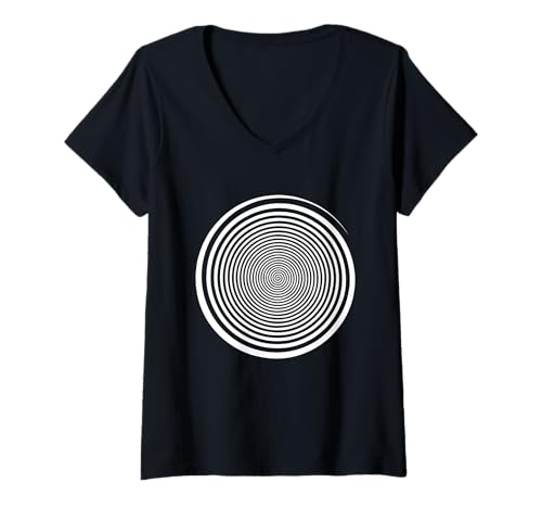 Damen White Swirl Selbsthypnose Hypnotic Trance Musik Trippy Swirl T-Shirt mit V-Ausschnitt von Merch For Gamers