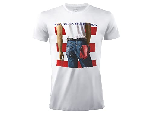 Bruce Springsteen Born in USA Offizielles T-Shirt Rock White Cotton Unisex Adult Boy (L) von Merch Traffic