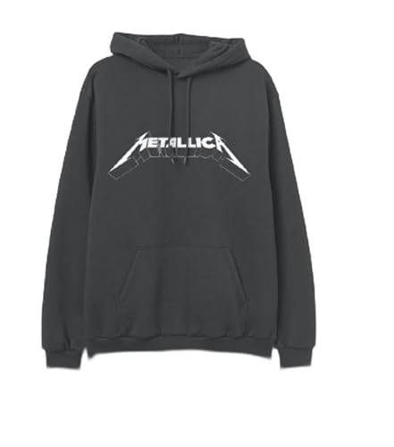 Metallica Herren Classic Logo Unisex Pullover Hoodie Kapuzenpullover, Dunkelgrau, Small von Metallica