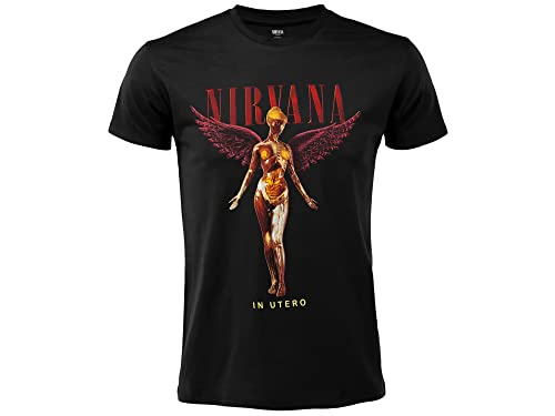 T-Shirt Nirvana Utero Offizielles Rock T-Shirt Schwarz Baumwolle Unisex Erwachsene Jungen, Schwarz , M von Merch Traffic