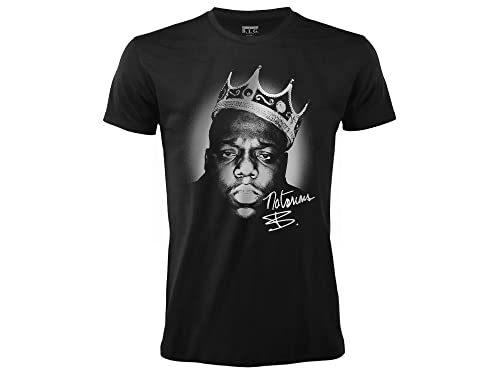 Das berüchtigte große T-Shirt Rapper B.I.G Offizielle Hip-Hop-Musik Schwarze Baumwolle Unisex für Erwachsene (L) von Merch Traffic