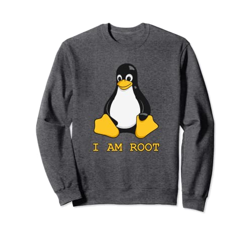 Linux Maskottchen Tux der Pinguin I Am Root T-Shirt Herren Damen Kinder Sweatshirt von Merch for Nerds by Witty Logic